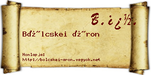 Bölcskei Áron névjegykártya
